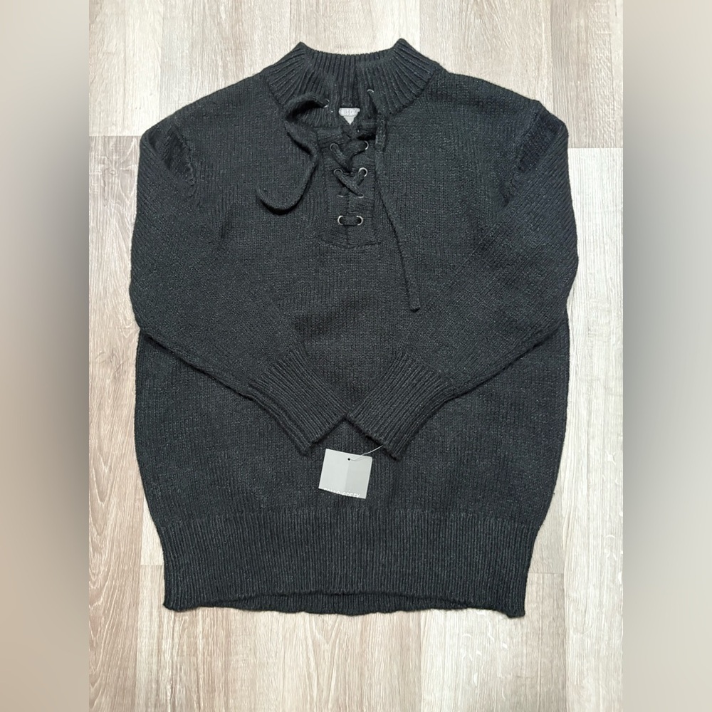 Falls Creek Black Lace-Up Men's Crewneck Sweater